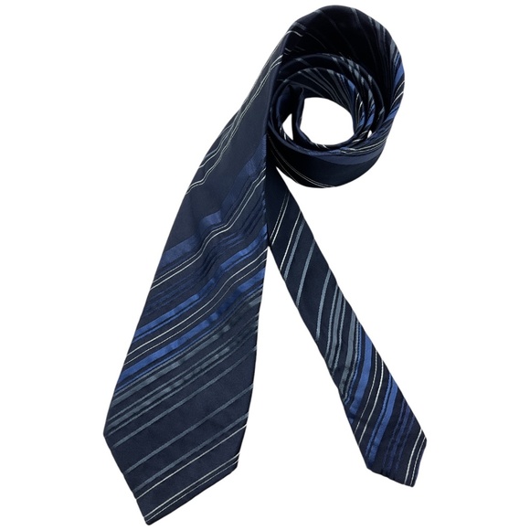 CELINE XL Navy Striped Silk LUXURY Tie ITALY - Picture 1 of 4